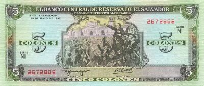 El Salvador 5 Colones - 1990 - P.138