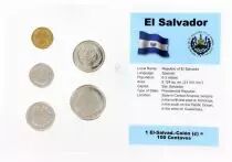 El Salvador Blister 5 monnaies SALVADOR (1 centavo &agrave; 1 colon)
