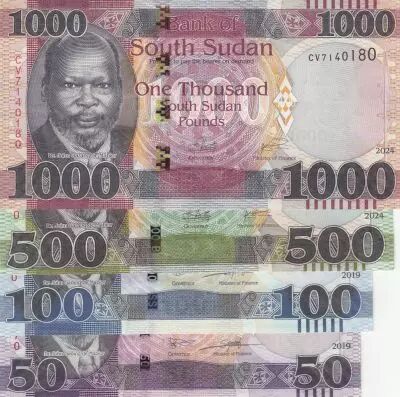 El sur Sud�n Series of 4 banknotes: 50, 100, 500, 1000 pounds - J. Garang de Mabior - 2019-2024