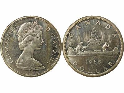 Elizabeth II - Silver Dollar, 2nd Portrait - 1965 Ottawa