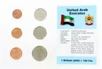 Emirats Arabes Unis Blister 6 monnaies EMIRATS ARABES UNIS (1 fils &agrave; 1 dirham)
