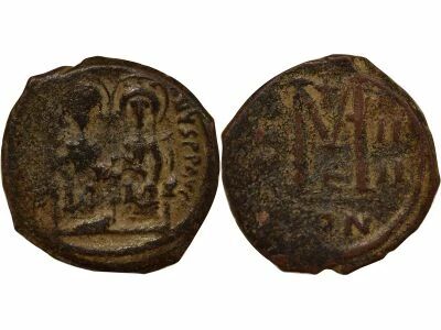 Empire Byzantin Justin II & Sophie - Follis - An 4 (568 / 569) Constantinople