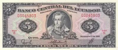 Equateur 5 Sucres - Antonio Jos� de Sucre - Condor - 22-10-1988 - S�rie IC