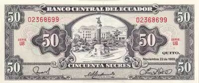 Equateur 50 Sucres - Monument - Condor - 1988 - S�rie UB