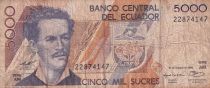 Equateur 5000 Sucres - Juan Montalvo - Tortue - 1996 - TB - P.128b