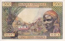 Equatorial African States 500 Francs - Woman, mining industry, camels - (ND 1963) - Serial O.12 - Letter A (Chad) - P.4a