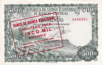 Equatorial Guinea 5000 Bipkuele on 500  Pesetas - lumbering - 1980 - P.UNC - P.19