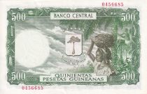 Equatorial Guinea 5000 Bipkuele on 500  Pesetas - lumbering - 1980 - P.UNC - P.19