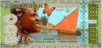 Equatorial Territories 500 Francs, Zanzibar - onkey, fishermen 2015