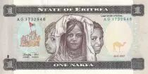 Eritrea 1 Nakfa - Three Girls - Children in bus school - 1997 - Serial AG - P.1
