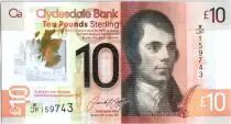 Escocia 10 Pounds Robert Burns - Edinburg - Polymer 2017