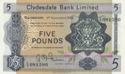 Escocia 5 Pounds - Coat of Arms - King\'s College, Aberdeen - 01-11-1968 - Series C/Y