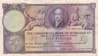 Escocia 5 Pounds - John Pitcairn - Commercial Bank of Scotland - 03-01-1956 - Series 17P