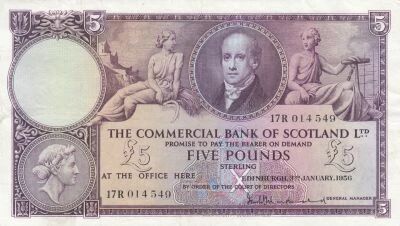 Escocia 5 Pounds - John Pitcairn - Commercial Bank of Scotland - 03-01-1956 - Series 17R