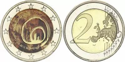 Eslovenia 2 Euros - Postojna Cave - Colorised - 2013