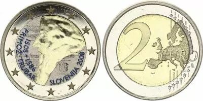 Eslovenia 2 Euros - Primoz Trubar - Colorised - 2008