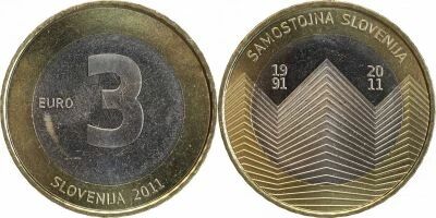 Eslovenia 3 Euros Comm�mo. SLOVENIA 2011 - Independence