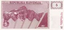 Eslovenia 5 Tolar - Mountain - 1990 - UNC - P.3