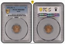 Espagne 1 centimo - Alfonso XIII  - 1912 - PCGS MS 64RB