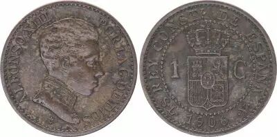 Espagne 1 centimo - Alfonso XIII  -1906