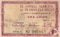 Espagne 1 Peseta - Vilanova i La Geltru - 1937