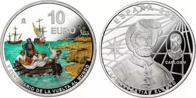 Espagne 10 Euro - Le Tour du Monde - El Cano  - Coloris� 2021 en coffret