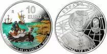 Espagne 10 Euro - Le Tour du Monde - El Cano  - Coloris&eacute; 2021 en coffret