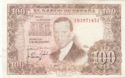 Espagne 100 Pesetas - J.R. de Torres - 07-04-1953 - S�rie 1S