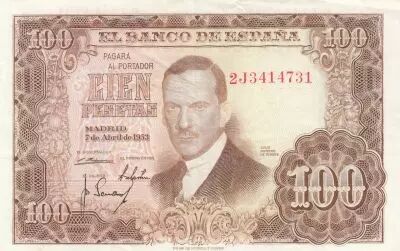 Espagne 100 Pesetas - J.R. de Torres - 07-04-1953 - S�rie 2J