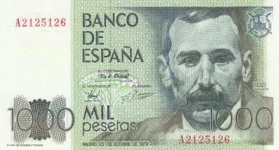 Espagne 1000 Pesetas - Benito P�rez Gald�s - Perspective du Teide depuis Las Ca�adas - 1979 - S�rie A