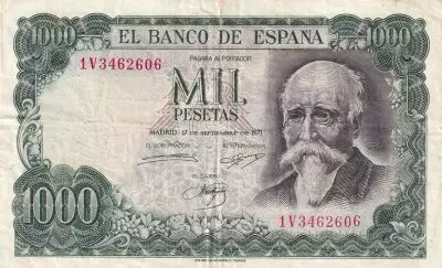 Espagne 1000 Pesetas 1971 - Jos� Echegaray - Madrid  - S�rie 1V