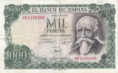 Espagne 1000 Pesetas 1971 - Jos� Echegaray - Madrid  - S�rie 4P