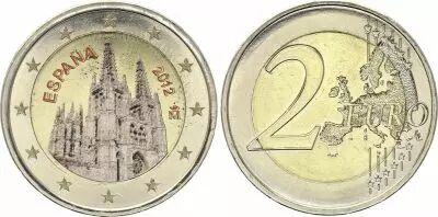Espagne 2 Euros - Cath�drale de Burgos - Coloris�e - 2012