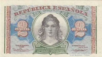 Espagne 2 Pesetas - Femme - Pont de Tol�de - 1938 - P.95