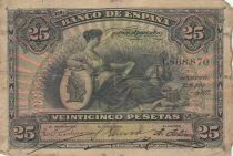 Espagne 25 Pesetas - Femme assise - 1907 - S&eacute;rie 1