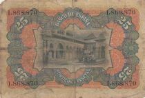 Espagne 25 Pesetas - Femme assise - 1907 - S&eacute;rie 1