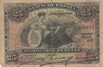 Espagne 25 Pesetas - Femme assise - 1907 - S&eacute;rie 7
