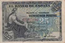 Espagne 25 Pesetas - Femme assise - Armoiries - 1906 - O.57a