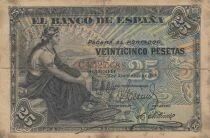 Espagne 25 Pesetas - Femme assise - Armoiries - 1906 - S&eacute;rie C