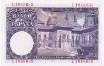 Espagne 25 Pesetas Isaac Albeniz - 1954 S&eacute;rie L