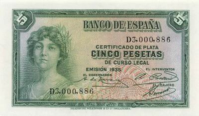 Espagne 5 Pesetas - 1935 - P.85