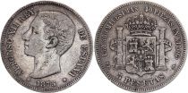 Espagne 5 Pesetas,  Alfonso XII - 1875- DE M - Argent - KM.671 - TTB
