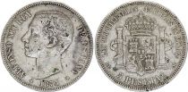 Espagne 5 Pesetas - Alfonso XII - Armoiries - 1875 - Argent - KM.671