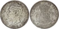 Espagne 5 Pesetas - Alfonso XII - Armoiries - 1878 - Argent - KM.676