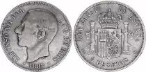 Espagne 5 Pesetas,  Alfonso XII - Armoiries - 1882 (81) MS-M