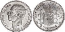 Espagne 5 Pesetas,  Alfonso XII - Armoiries - 1885 (86) MS-M