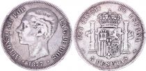 Espagne 5 Pesetas,  Alfonso XII - Armoiries -1877 (77)