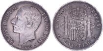 Espagne 5 Pesetas,  Alfonso XII - Armoiries -1885 (87)