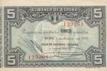Espagne 5 Pesetas - Bilbao - Caja de Ahorros Vizcaina - 1937 - P.S561g