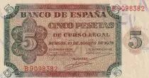 Espagne 5 Pesetas - Burgos - 1938 - S&eacute;rie B